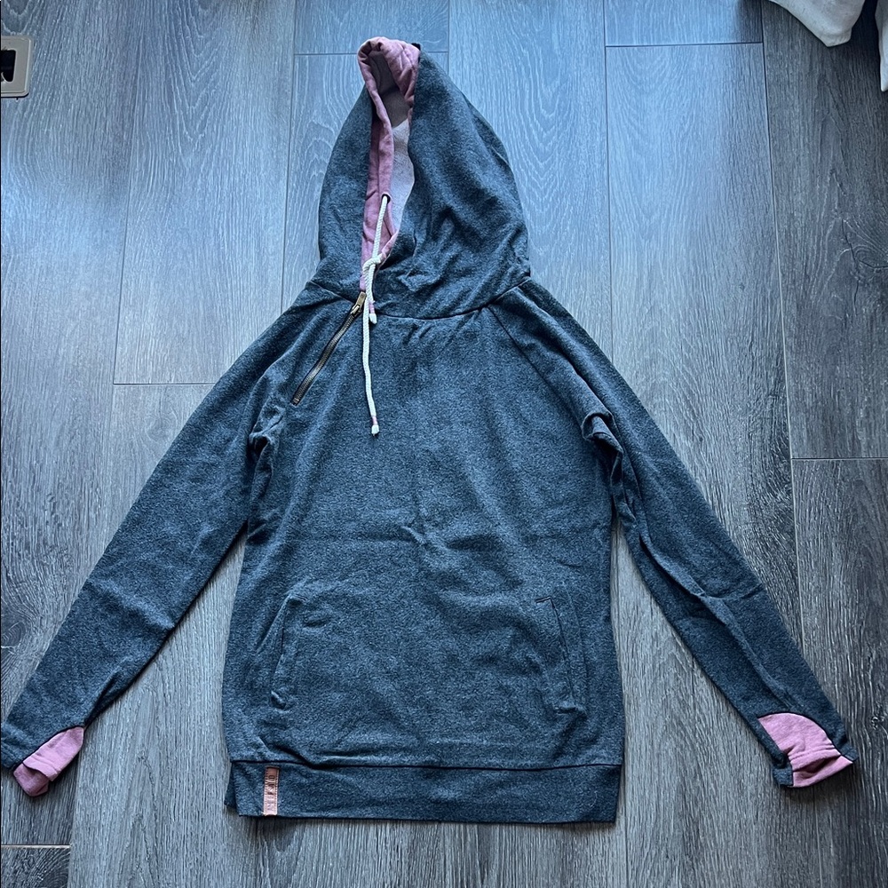 AMPERSAND AVE Gray and Pink Women's Double Hoodie